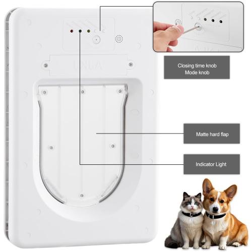 AJKJ Smart Electronic Pet Door, Automatic Cat Dog Door with 3 Modes, Battery Powered Electronic Sensor Pet Door with 1 Sensing Key, Fit for Small/Medium Pets Up to 35lbs - Small Size