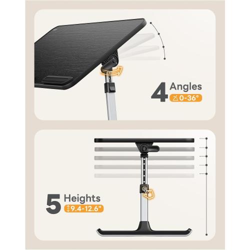 SAIJI Height & Angle Adjustable Lap Desk Laptop Stand for Bed