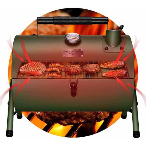 MAISON HUIS Adjustable Portable Charcoal Grill Multi-functional Metal Small BBQ Smoker for Outdoor Hiking Picnic(Green)
