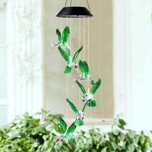 Gifts for Women Hummingbird Solar Wind Chimes Light (7 Colors Changing) Hummingbird Gifts for Mom/Grandma/Wife/Parents/Friends Unique Birthday Gift Gardening Gift Outdoor Garden Decor