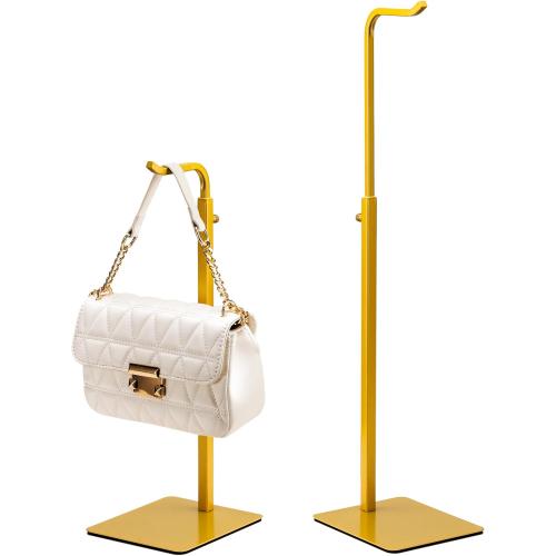 2 Pack Purse Holder Handbag Display Stand: Gold Hanger Rack for Bags, Purses, and Wreath, Adjustable Hook Stand for Tabletop, Closet, and Retail Use for Vendors