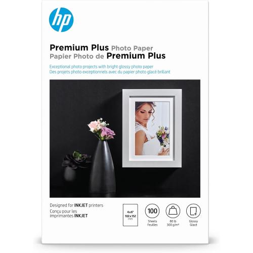 HP Premium Plus Photo Paper, Glossy, 4x6 in, 100 sheets (CR668A)