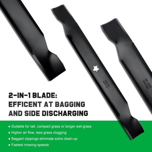 Grasscool 138971 Blades for Craftsman 42 inch Mower with 5-Star Mounting Pattern LT1000 LT2000 T110 YT3000 42'' Deck Cut Zero Turn Riding Repalce 532138971