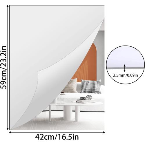 DARENYI A2 Acrylic Mirror Sheet for Wall, 16.5 x 23.2 Large Rectangular Mirror Tiles Frameless Wall Mounted Mirror Self-Adhesive Mirror Stickers for Vanity Bedroom Home Decor
