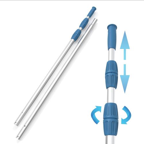 KEMANO Professional 12ft Heavy Duty Swimming Pool Pole, Telescopic Aluminum, Adjustable 3.4-12ft, Fits Pool Vacuum, Net, Brush, Hook, Cleaning Tools, Universal Mount, Anti-Slip Grip, Twist Lock Design
