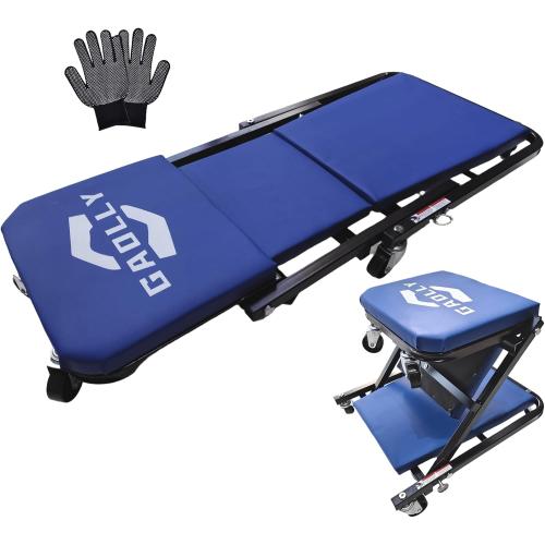Garage Shop Creepers, Foldable Z Creeper 2-in-1 for Car, 36 Adjustable Roller Garage Chair Lay Down or Sit, 330 LBS Capacity Under Car Roller Creeper with 6 Swivel Casters