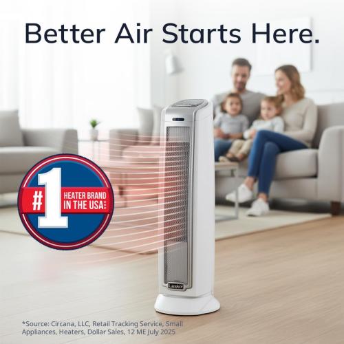 Lasko Oscillating Ceramic Tower Space Heater for Home with Overheat Protection, Timer, 22.5 Inches, Silver, 1500W, 5775