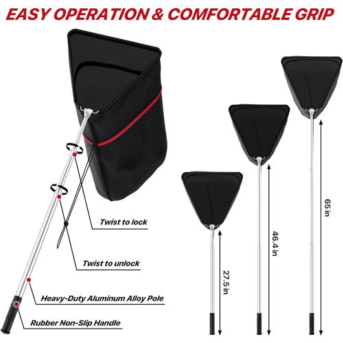 Chicken Net Catcher, Snake Catcher Net with Secure Drawstring, 29-65 Handing Tool for Moving Pick-Up Chicken, Duck, Goose, Cat, Bird, Raccoon, Dog, Rattle Snakes Lizard Reptiles and Others