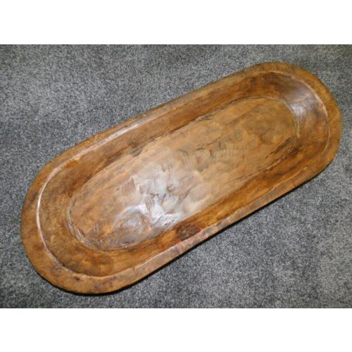 Carved Wooden Dough Bowl Primitive Wood tray Trencher Rustic Home Decor 28 3/4 - ABANGDA STORE