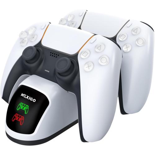 Open for inspection NexiGo Enhanced PS5 Controller Charger, Dual Charing Station with LED Indicator, High Speed, Fast Charging Dock for PlayStation 5 DualSense Controller, White