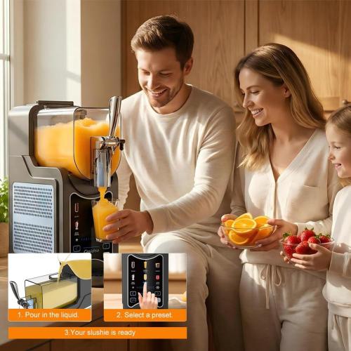 6 in 1 Slushie Machine for Home, No Ice Needed Slushy Machine 88oz Frozen Drink Maker, Bigger Tank, Auto Clean, Easy to Make Slush, Juice, Frappe, Milk Shake, Cold Drink and Cocktail