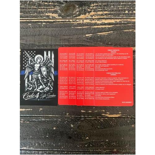 5 Pack Bilingual Red Cards with St. Michael Archangel Decal - English and Spanish Reference Cards for Residential Encounters, Traffic Stops and Public Contacts‼️missing 2‼️