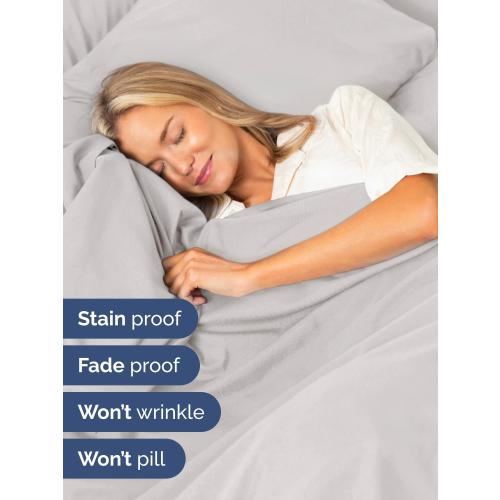 Extra Deep Split King Sheet Set - 7 Piece Breathable and Cooling Sheets - Hotel Luxury Bedding for Women, Men, Kids & Teens - Easy Secure Fit - Soft & Wrinkle Free - Extra Deep Pockets - French Grey