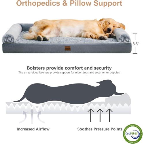 BFPETHOME Dog Beds for Large Dogs, Orthopedic Dog Bed for Medium Large Dogs,Big Waterproof Couch Pet Bed with Removable Washable Cover