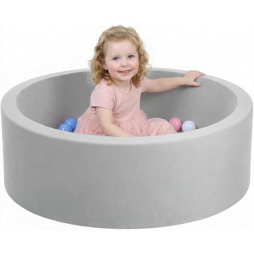 Wilwolfer Foam Ball Pit for Toddlers, Large Baby Ball Pit for Babies with Soft Memory Sponge, Indoor Outdoor Baby Playpen, Kids Play Ball Pool, Gift Toys for Infants Boys and Girls (Gray, NO Balls)