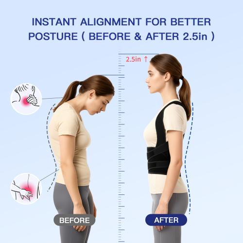 MEDIUM Posture Corrector for Women & Men, Back Brace Straightener with Adjustable Support, Relief for Neck/Shoulder/Back Pain, Scoliosis & Hunchback Correction, Breathable Mesh Design