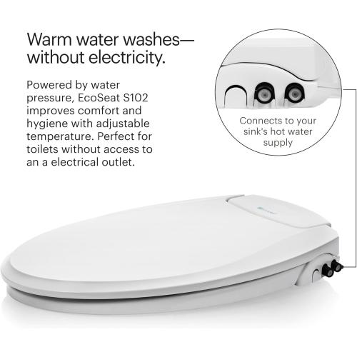 Brondell Swash Bidet Toilet Seat, Non-Electric, Dual Temperature, Fits Round Toilets, White – Dual Nozzle System – with Easy Installation