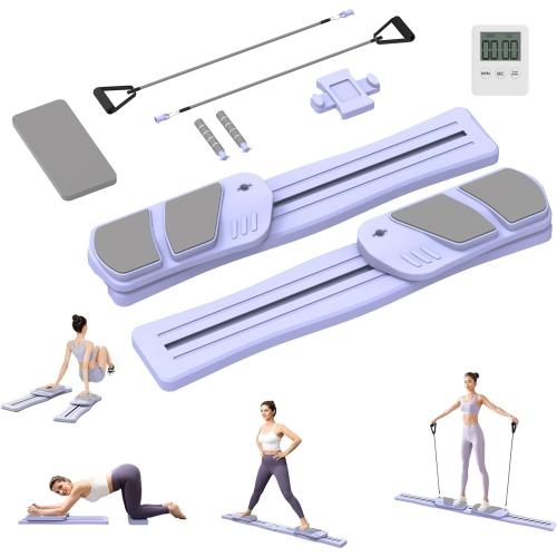 Pilates Board for Home Workout - Upgraded 7 in 1 Portable Pilates Reformer Set, Multifunctional Ab Trainer with Resistance Bands & LED Timer, Pilates Board for Women Full Body Workout