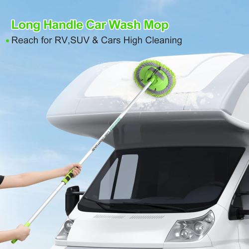 62'' Car Wash Brush with Long Handle Chenille Microfiber Car Wash Mop Mitt Car Cleaning Kit Windshield Window Squeegee Car Duster Microfiber Towels Wheel Tire Brush for Cars RV Truck Boat