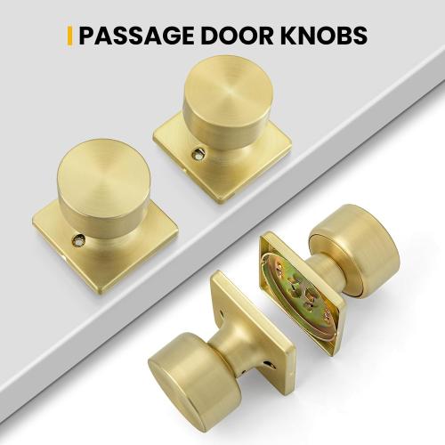 Goldenwarm Brushed Gold Dummy Door Knobs No-Function, Single-Side Gold Door Knobs for Handle, Closet Door Knob Pull/Handle Function for Pantry/French Doors 1 Pack