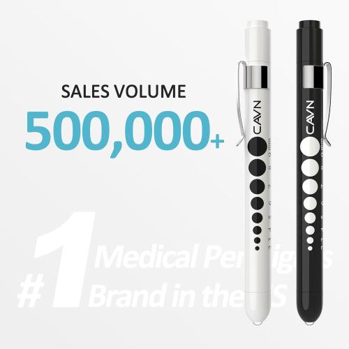 CAVN Pen Light with Pupil Gauge LED Penlight for Nurses Doctors, 2 Pcs Reusable Medical Penlight for Nursing Students (Black/White)