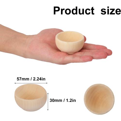 30 Pack 2.2 Inches Round Wooden Bowls, Unfinished Mini Wood Bowls for Condiments, Sauces, Dips, Nuts, and Snacks
