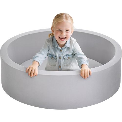 Color Grey Foam Ball Pit for Toddlers, Large Baby Ball Pit for Babies with Soft Memory Sponge, Indoor Outdoor Baby Playpen, Kids Play Ball Pool, Gift Toys for Infants Boys and Girls (Gray, NO Balls)