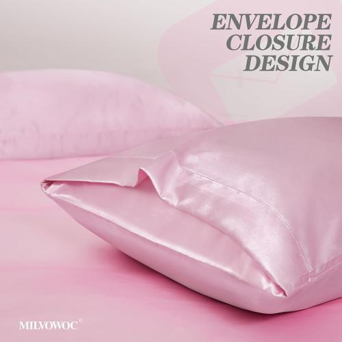 MILVOWOC 6 Pcs Blush Pink Satin Duvet Cover King Size Set, Silky Bed Duvet Cover Ultra Soft Comforter Cover, 1 Satin Duvet Cover, 1 Body Pillowcase, 4 Pillow Cases (No Comforter)