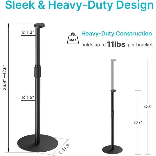 Adjustable Height Speaker Stands Compatible with SONOS Era 300 and Era 100, Height Adjustable up to 42.6'', Floor Stands with Cable Management, Speaker Mount, Black, 2 Pack (Pair)