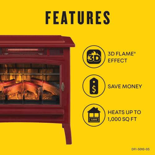 duraflame Freestanding Electric Fireplace Stove Heater with 3D Flame Effect for 1,000 Sq. Ft. Cinnamon