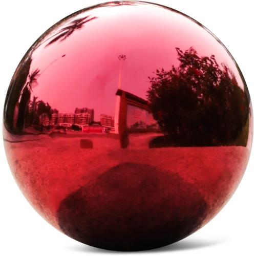 Stainless Steel Red Gazing Mirror Ball,10inch