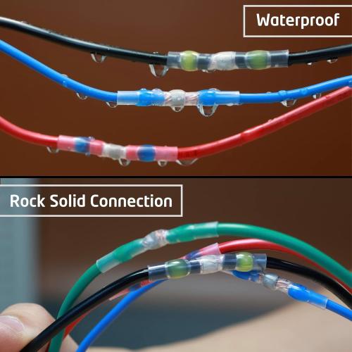 160 Pcs Solder Seal Wire Connectors Kit, Electrical Connectors Heat Shrink Wire Connectors Waterproof Electrical Cable Butt Terminals for Marine Automotive Trailer RV Boat Truck Wiring