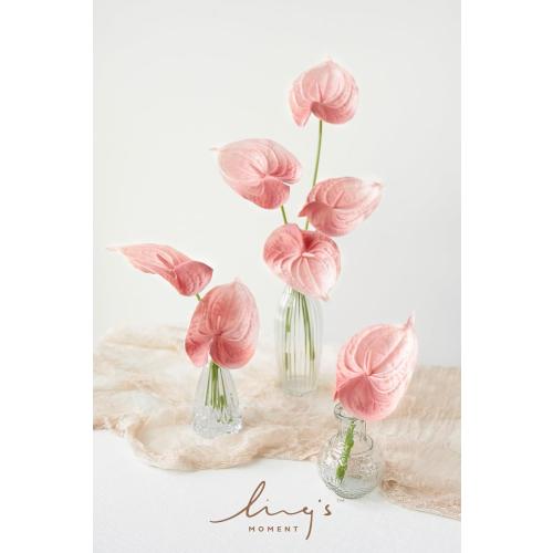 Ling's moment Artificial Anthurium Plants, 8pcs Shabby Blush Silk Filler Flower, Pink Faux Greenery Stems for DIY Wedding Bouquets Centerpieces Arrangements Bridal Shower Party Home Decorations