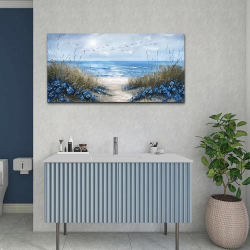 KELIYUAN Wall Art For Living Room Canvas Wall Decor For Bedroom Office Decorations Blue Ocean Wall Painting Sea Wave Pictures Artwork Modern Beach Posters Aesthetic Ready To Hang Home Decor 20x40