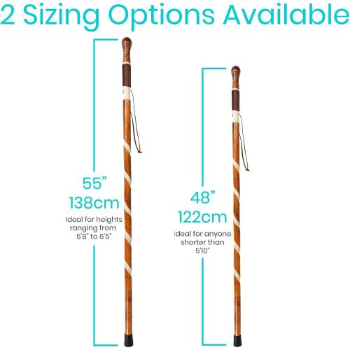 BROWN AND CREAM Vive Wooden Walking Stick - Willow Cane for Seniors Hiking & Balance - Heavy Duty Carved Twisted Wood Sticks for Men & Women - Stylish Support Pole for Outdoor Trekking & Weight Bearing
