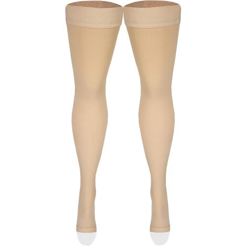 Size 2x-large Amazon Basic Care Medical Compression Stockings, 20-30 mmHg Support, Women & Men Thigh Length Hose, Open Toe, Beige, 2X-Large (Previously NuVein)
