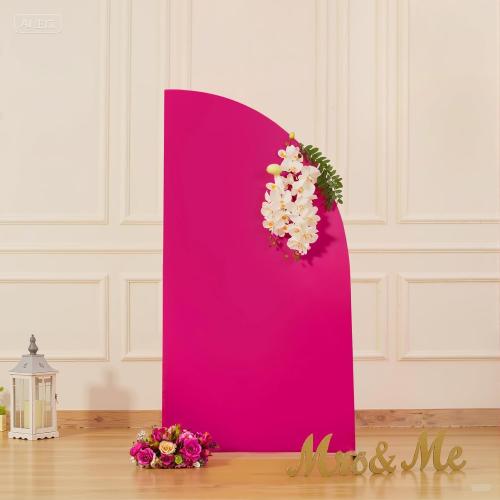 Hot Pink Half Moon Arch Cover Wedding Arch Backdrop Backdrops for Weddings Parties Baby Showers Event 5ft(Hot Pink,2.65x5ft)