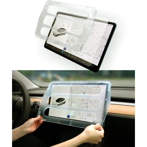Jowua Tempered Glass Screen Protector designed for Tesla Model 3 / Y Dashboard Touchscreen 9H Tempered Glass Anti-Glare & Fingerprint with Auto-alignment Frame (Matte)
