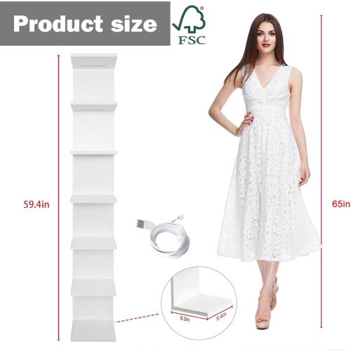 VIWODS 7 Tier Wall Shelf with Lights, White Lack Wall Shelf, Display Floating Shelves with Remote Control for Home Decor Bedroom Vanity