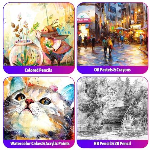 iBayam 195-Pack Deluxe Art Kit – Painting & Drawing Set for Adults | 195-pc all-in-one art set with acrylics, canvases, crayons & pads in a wooden case. Non-toxic & perfect for adult artists
