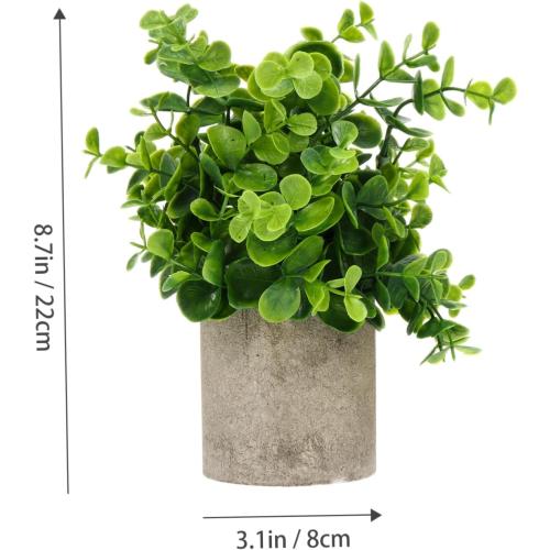 1Pc Realistic Faux Greenery Desktop Ornament Chic Potted Plant Decor for Home Office Decorative Adornment with Pulp Pot for Shelf Table Arrangement