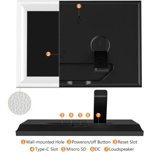 Smart White Digital Picture Frame WiFi Send Photos from Your Phone 16GB Storage 10.1inch 1280x800 IPS Touch Screen Digital Photo Frame Auto-Rotate Wall Mountable Photo Picture Frame Digital