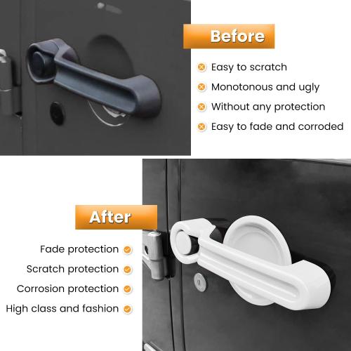 E-cowlboy Door Handle Cover Inserts Tailgate Handle Cover Recess Guard for 2007-2018 Jeep Wrangler JK JKU Sports Sahara Freedom Rubicon Unlimited Exterior Accessories (White 15PCS)