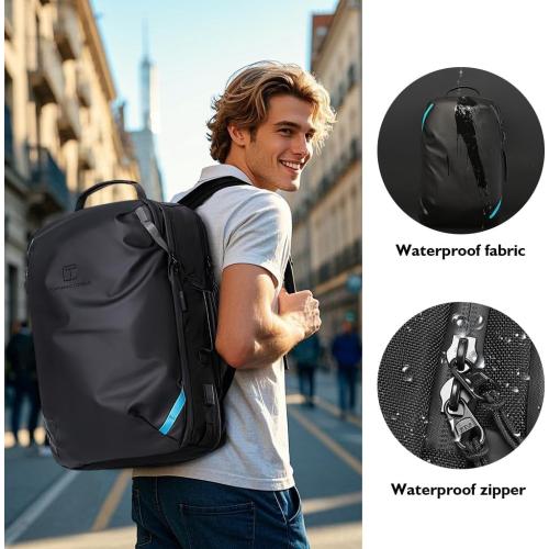 TANGCORLE Vacuum Compression Backpack with Pump, Extra Large Capacity Expandable Travel Backpack, Water Resistant Laptop Backpack with USB Charging Port for Men & Women