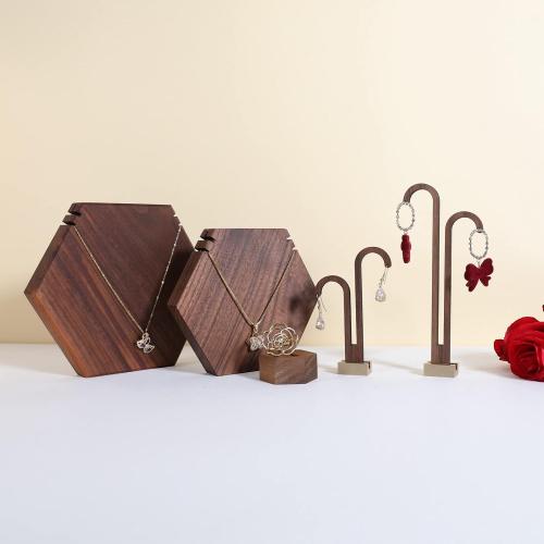2 pcs walnut earring display stands for selling, cute earring hanger, wood hanging earring holder for boutique display【Y shape rectangle base-2pcs】