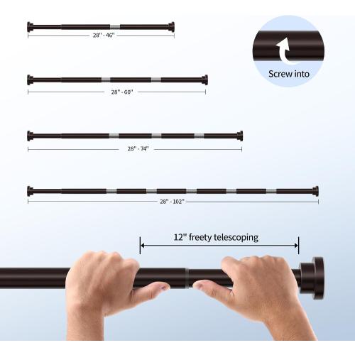 Mcrbeay Shower Curtain Rod, 1 Diameter Heavy Duty Tension Shower Rod | Adjustable 28-74 inch, Non Slip No Drill Spring Loaded Curtain Rod For Bathroom, Shower Stall, No Rust, Bronze