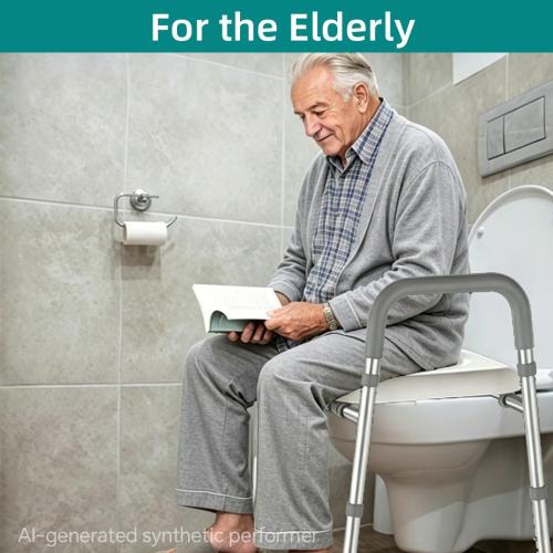 SOUNDFUSE Toilet Seat Risers for Seniors, Raised Toilet Seat with Handles, Adjustable Height & Width, Cozy Padded 400lb Elevated Toilet Seat, Fit Any Toilet
