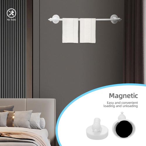 Magnetic Curtain Rods,Multi-Use Adjustable Appliance for Metal Doors,Windows,No Tools Needed，16-28 Inch，White，4 Pack
