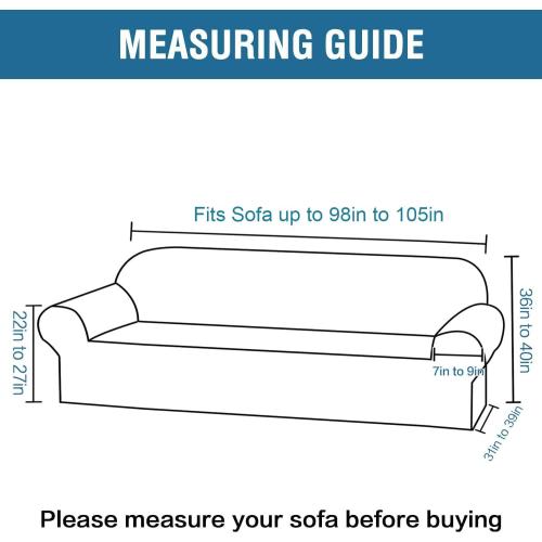 H.VERSAILTEX Stretch Velvet Sofa Covers Large Couch Covers Sofa Slipcovers Furniture Protector Soft with Non Slip Elastic Bottom, Feature Thick Comfy Rich Velour (Extra Wide Sofa 98-105, Gray)