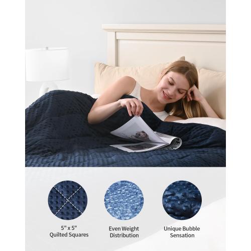 Mr. Sandman Weighted Blanket for Adults, Minky Heavy Blanket for Woman,Man Sleeping Calm, Soft and Cozy Weighted Throw Blankets, Machine Washable, 60 x 80in, 20 Pounds, Navy Blue